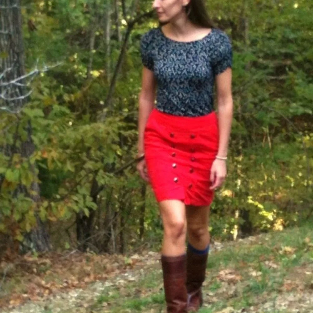 Anthropologie Brigadier Skirt Size 0, Red Corduroy Pencil By Odille NWT - Picture 3 of 7